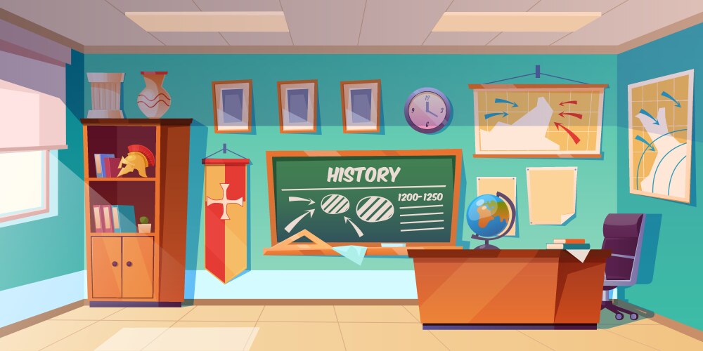 classroom history empty interior school class vector image