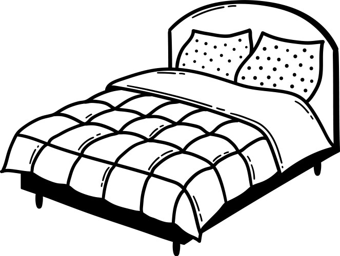 Simple Bed with Pillows Vector Image