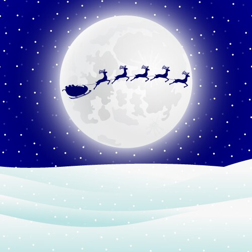 Santa's Reindeer Sleigh at Night Vector Image