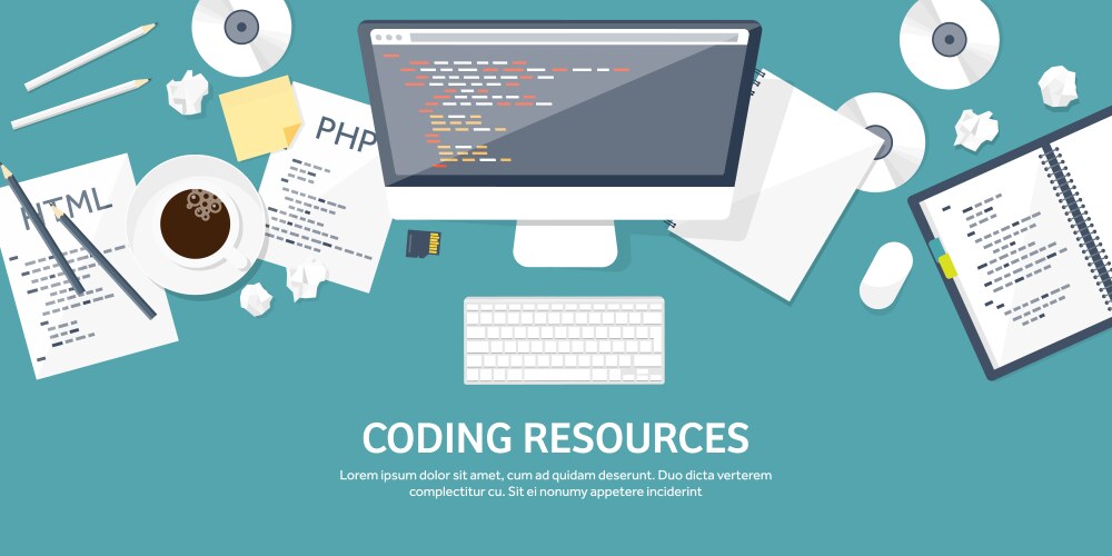 programmingcoding flat computing background vector