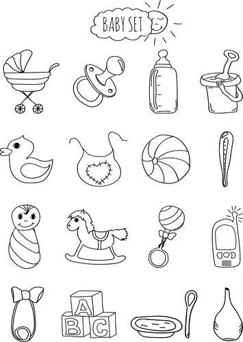 A family-friendly hotel of icons and elements set Vector Image