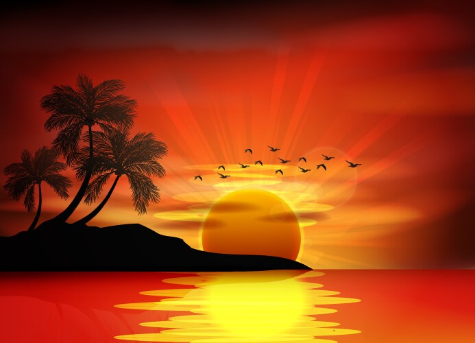 Sunset background on beach Royalty Free Vector Image