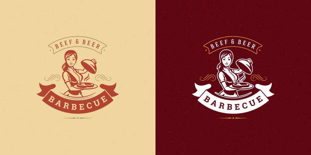 Barbecue logo grill steak vector image