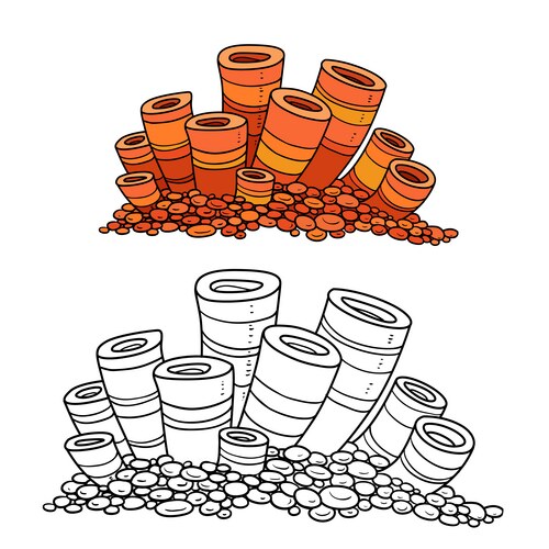 Underwater Sponge Drawing - Marine Life Vector Image