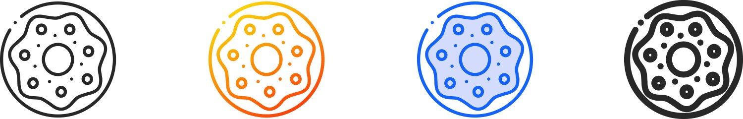 Donut iconthin linear gradient blue stroke Vector Image