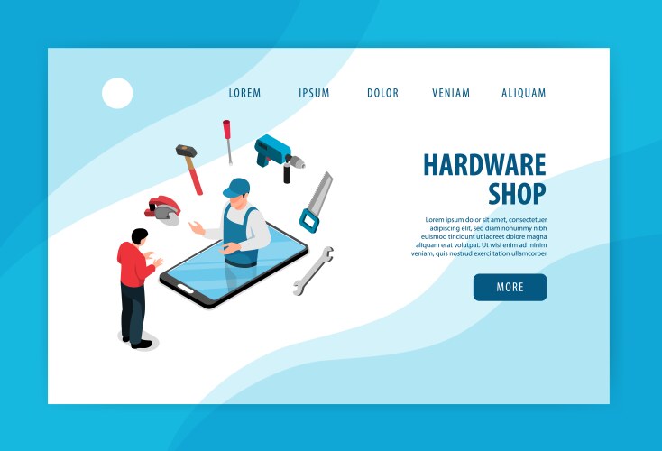 hardware isometric banner vector image