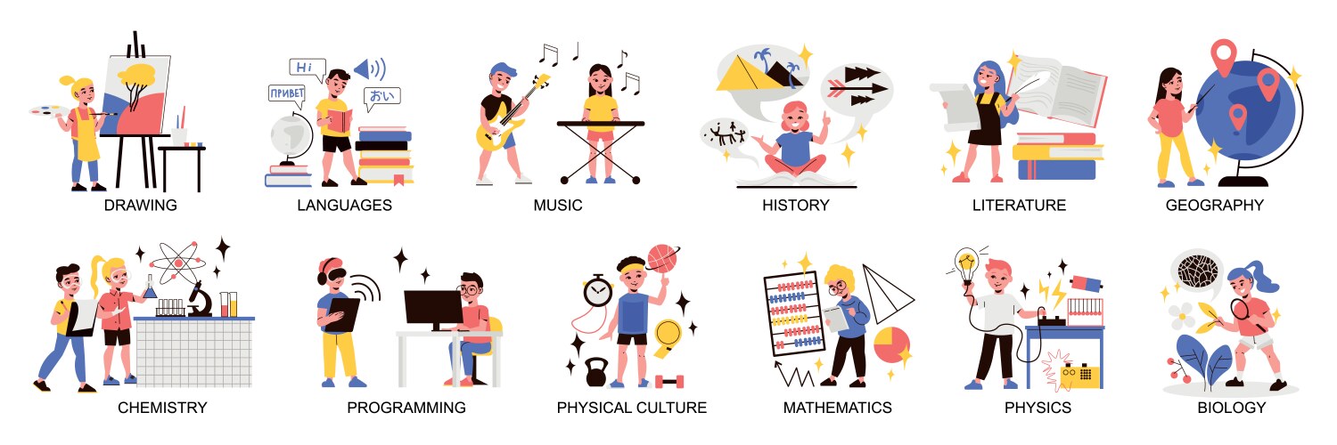 Word design for school subject mathematics Vector Image