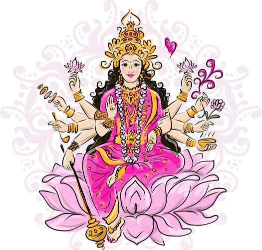 Shakti Goddess Sketch - Divine Figure Vector Image