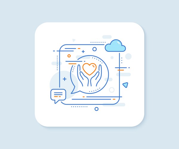 Heart Hold Line Icon - Friendship Vector Image