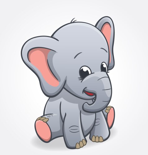 Cute elephant infant sitting and smiling baby Vector Image