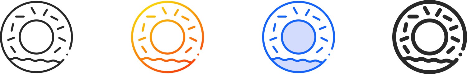 Donut iconthin linear gradient blue stroke Vector Image