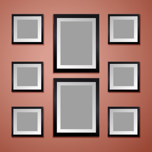 colorful wall with empty picture frame vector image