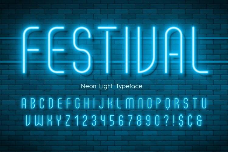 Abc neon alphabet Royalty Free Vector Image - VectorStock