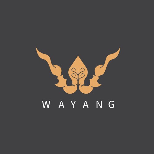 W letter for wayangkeris and gunungan concept vector image