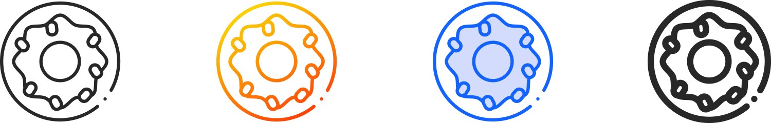 Donut iconthin linear gradient blue stroke Vector Image