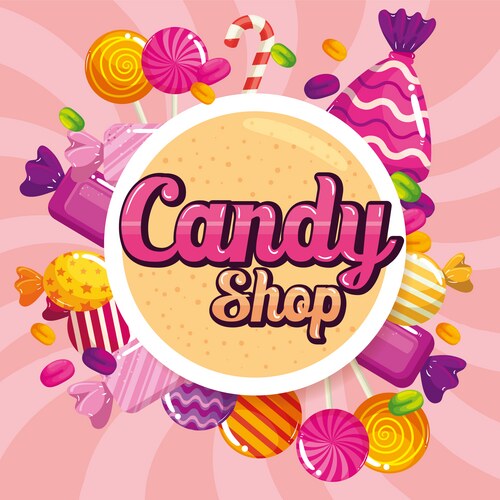 Poster candy shop with caramels Vector Image