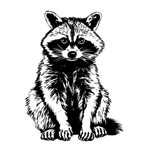 Hand-Drawn Raccoon Sketch Vector Image