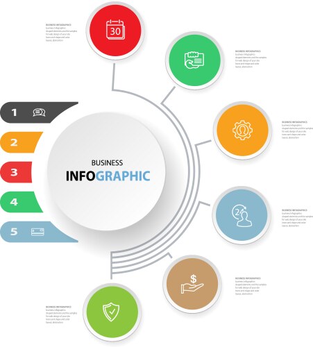 Circle chart infographic template with 5 options Vector Image