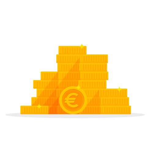 stack gold euro coins isolated cartoon money vector image