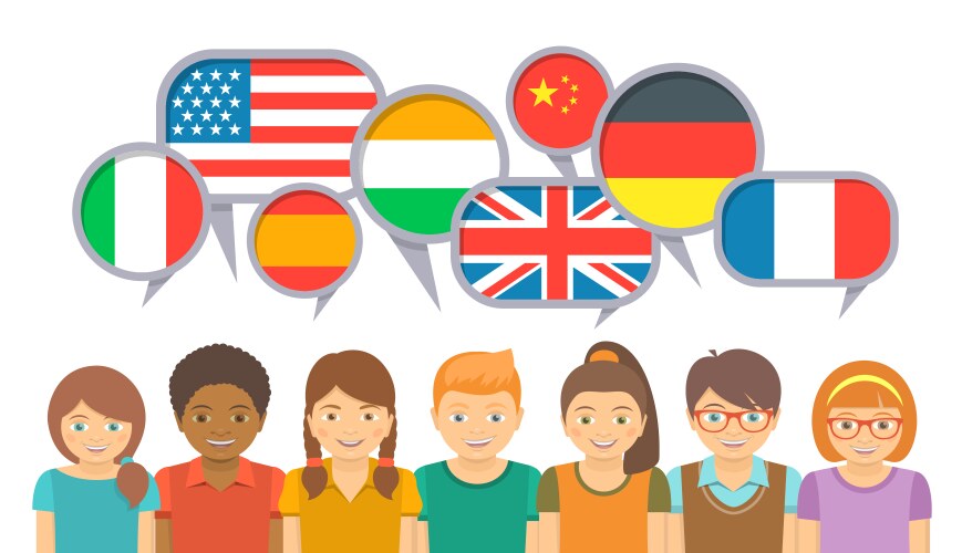 international kids communication in different vector image