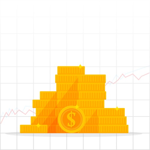 Growing chart with golden dollar coin business vector image