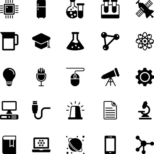 Science &amp; Tech Glyph Icons Vector Image