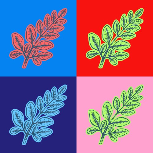 branch with leaves pop art style andy warhol vector image