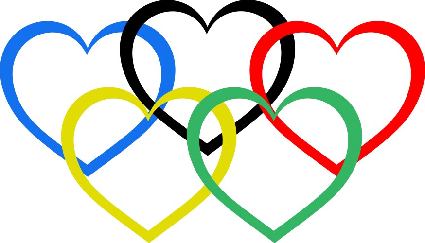 heart shaped olympic rings vector image