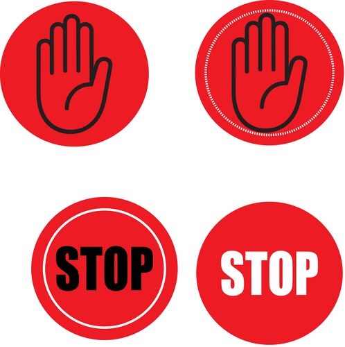 Red Stop Signs - Hand & Text – Royalty-Free Vector | VectorStock