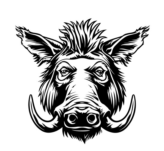 Warthog Portrait - Ink Art Vector Image