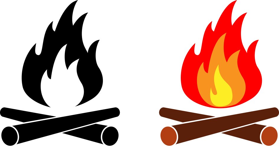 Bonfire flame silhouette of campfire Vector Image