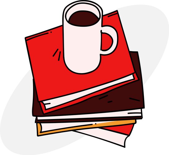 Cartoon Books and Coffee Vector Image