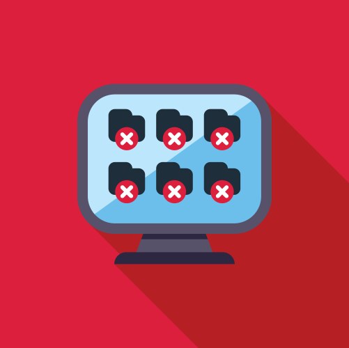 Computer displaying folders with errors on screen vector image
