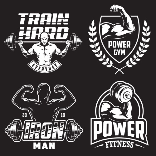 Bodybuilding Emblems Set Vector Image