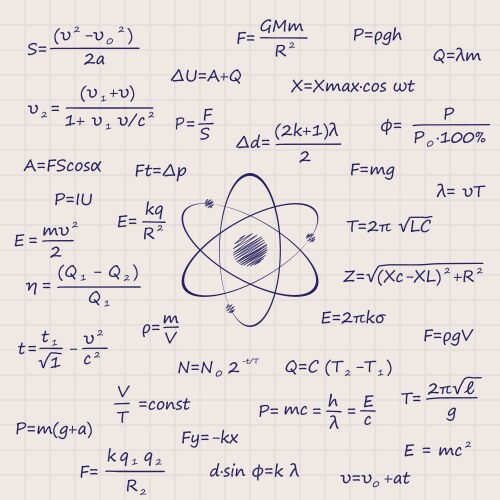 Notebook sheet with science geometry formulas Vector Image