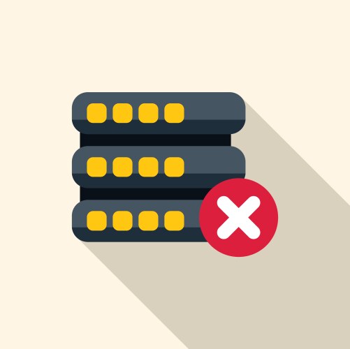 Database server down showing error with red cross vector image