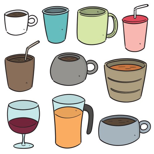 Cartoon Beverage Cups Vector Image