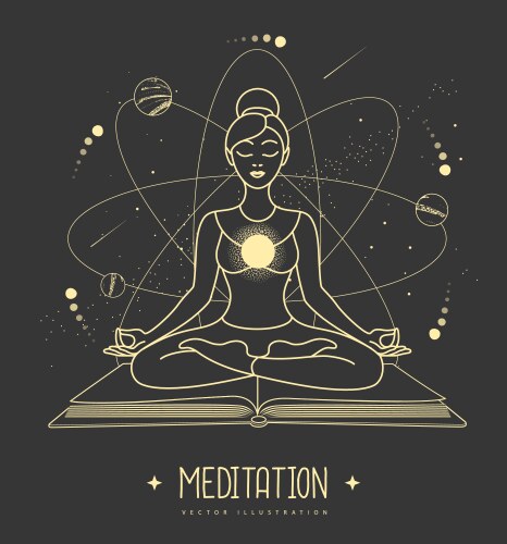 Young woman meditation in lotus position vector image