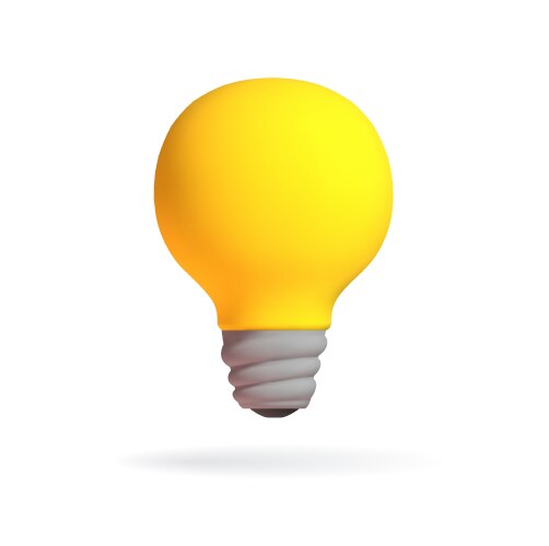 3d yellow lighting bulb icon render symbol vector