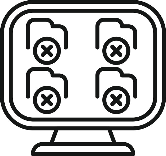 Computer displaying multiple folders with errors vector image
