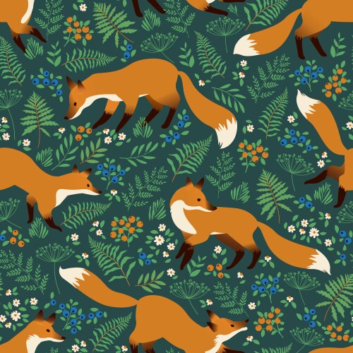 Fox seamless pattern Royalty Free Vector Image