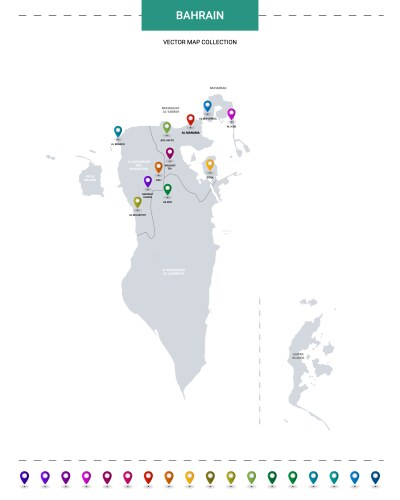 Bahrain map with location pointer marks vector image