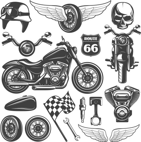 Set vintage motorcycle Royalty Free Vector Image