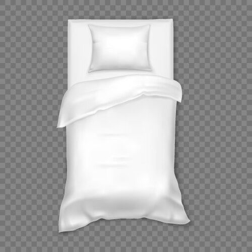 White Single Bed with Bedding Vector Image