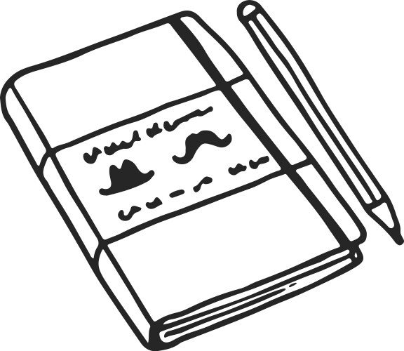 hipster notebook and pencil icon doodle drawing vector