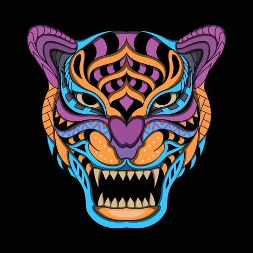 Stylized tiger in ethnic Vector Image
