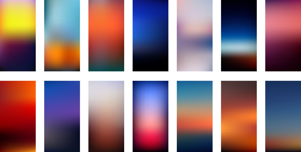 sunset colors gradient backgrounds set vector image