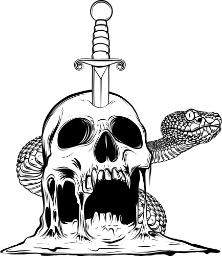 Macabre Snake and Skull Vector Image