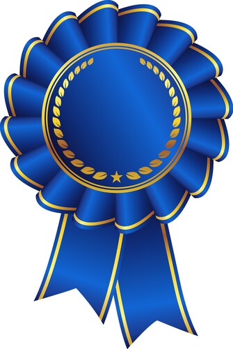 elegant blue ribbon award with gold accents vector