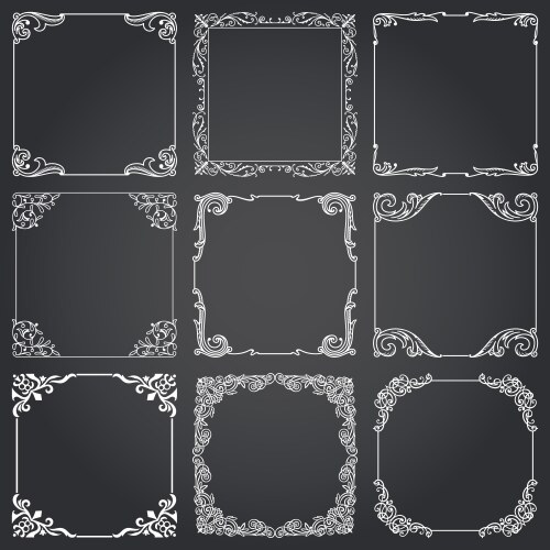 Decorative frames and borders square set 2 Vector Image